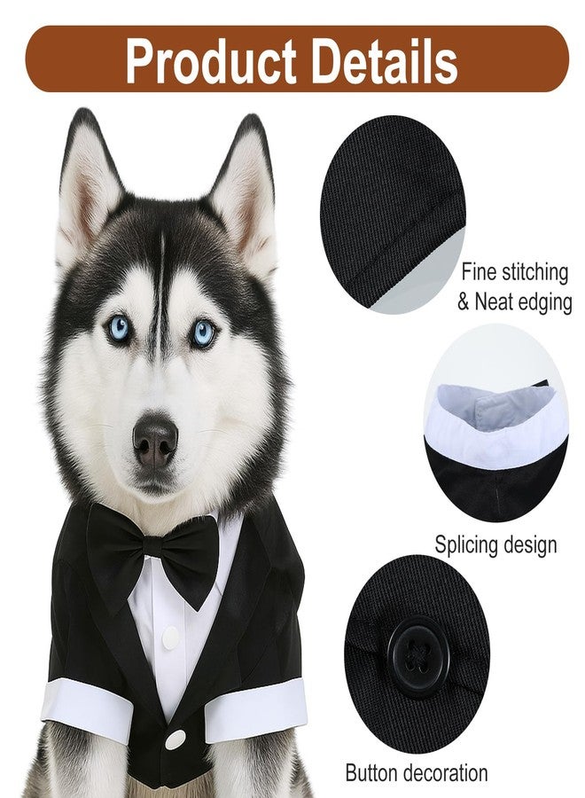Larrel Dog Tuxedo, Dog Tuxedo Suit with Bow Tie, Pet Tuxedos for Small Dogs and Cats, Pet Wedding Attire Dress Up, Doggy Prince Bow Tie Shirt, Doggy Gentleman Apparel for Halloween, Engagement and Christmas - Image 2